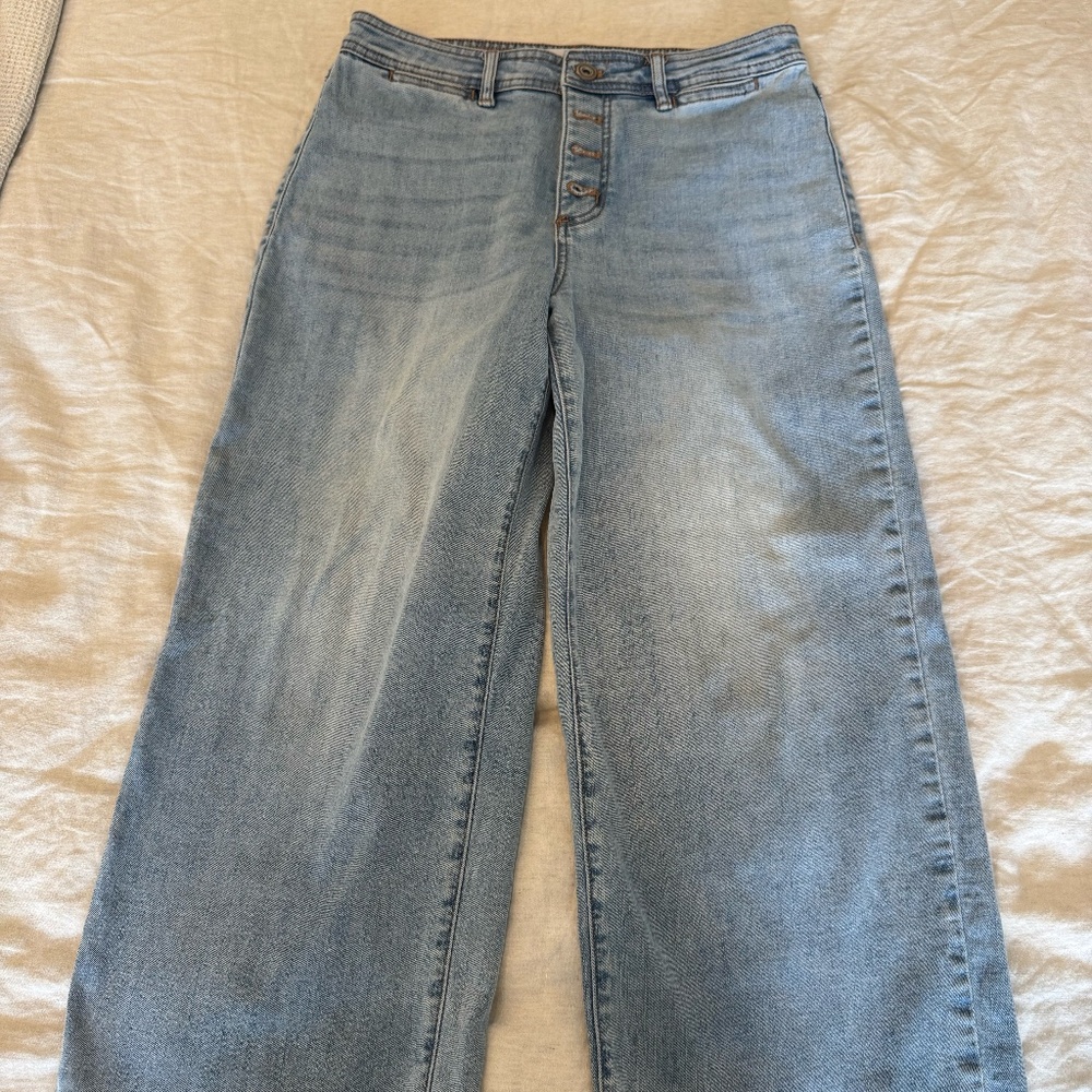 Tribal Audrey Mid Rise Wide Leg Crop Jean Size 8
